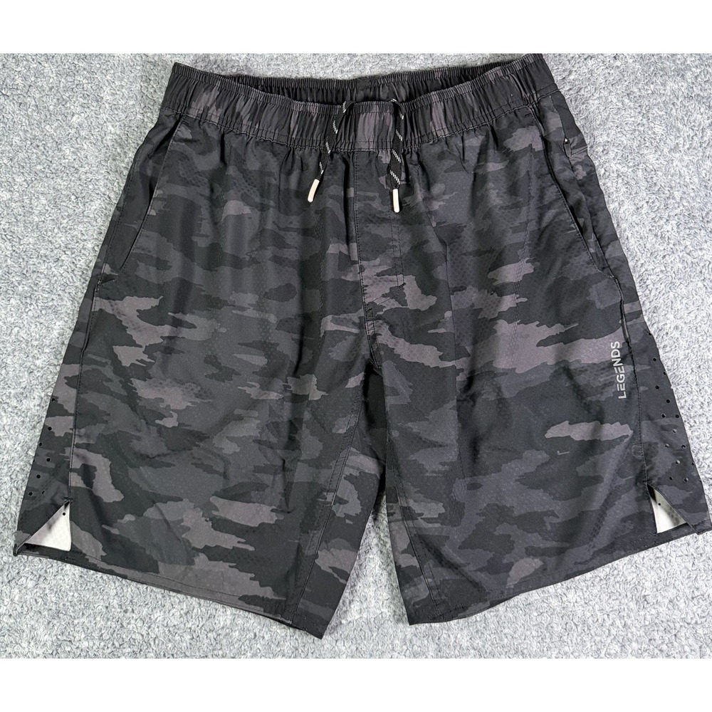 Legends Luka Shorts Mens Medium Black Camo 9" Unlined Workout Athletic Gym Vents